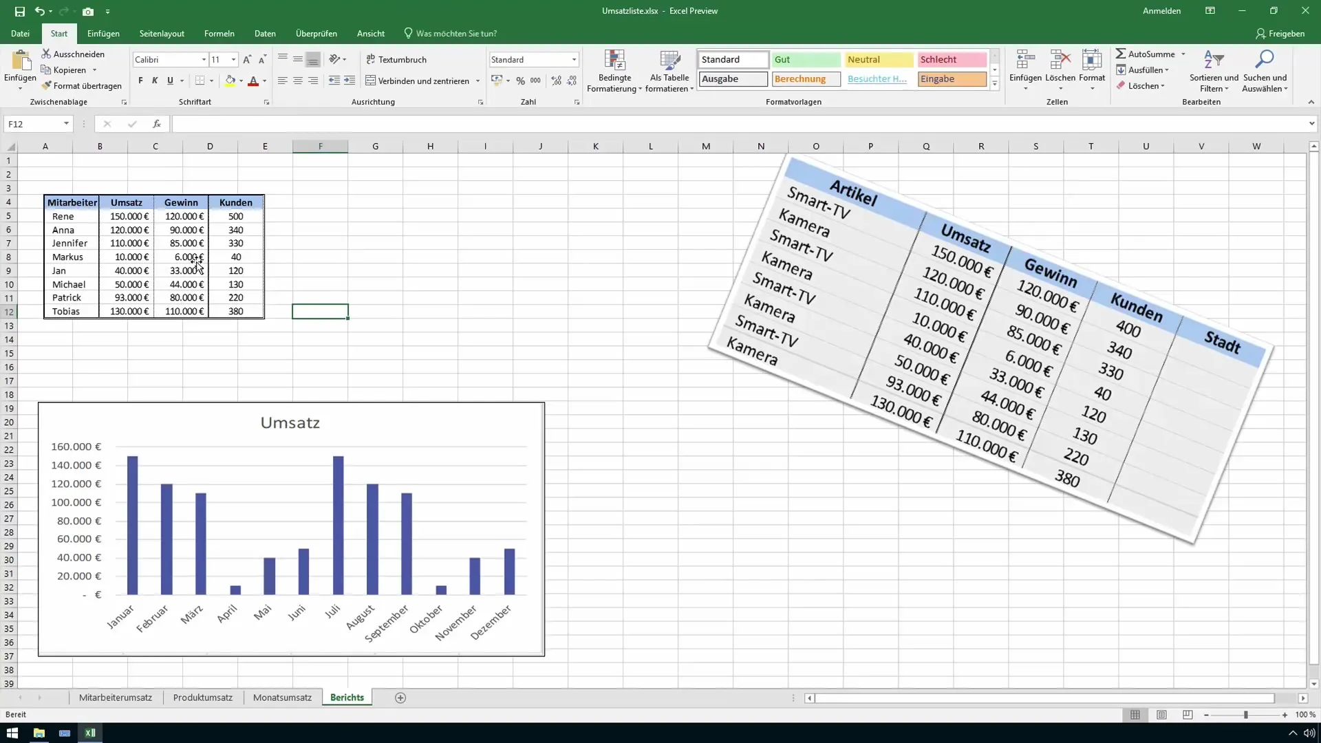 Excel'deki kamera fonksiyonunu kullanma - Raporlar için talimatlar