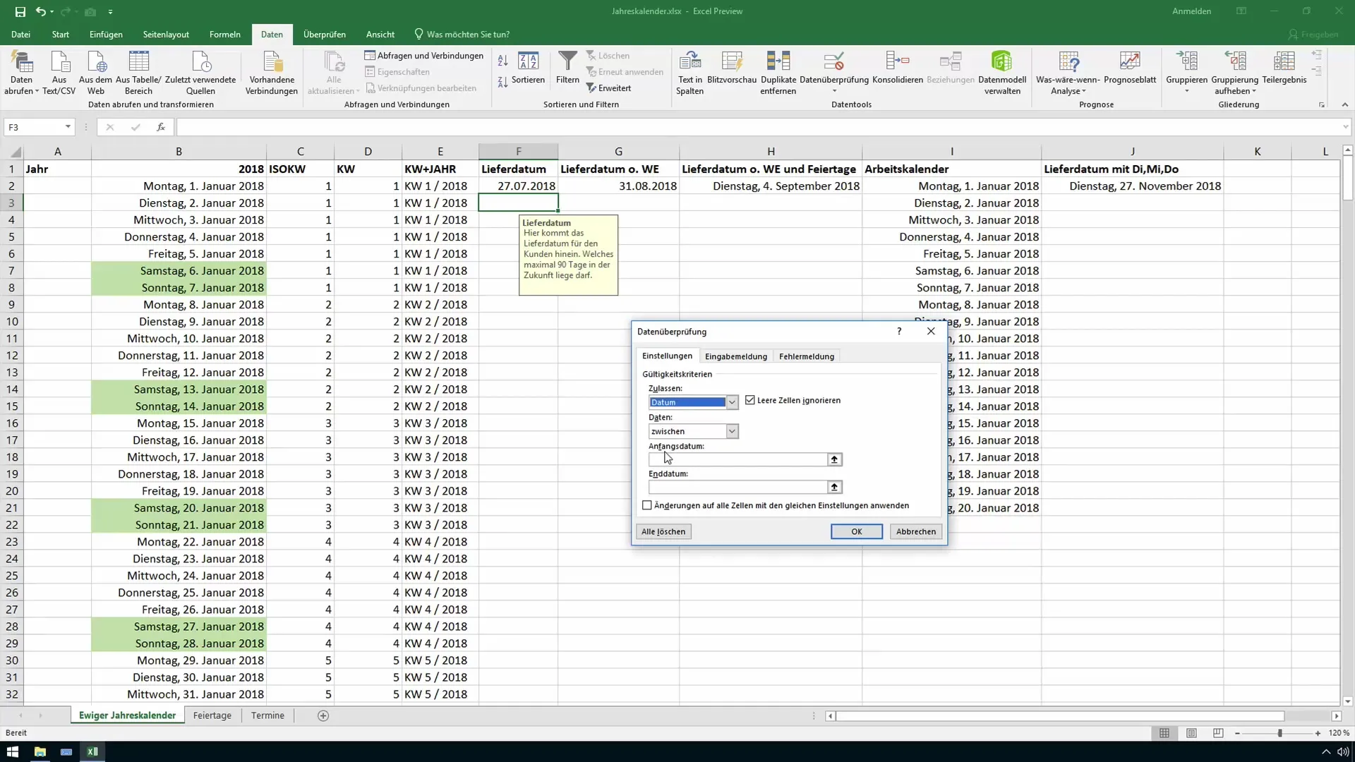 Texte d'aide pour les cellules dans Excel - Comment améliorer les invites de saisie