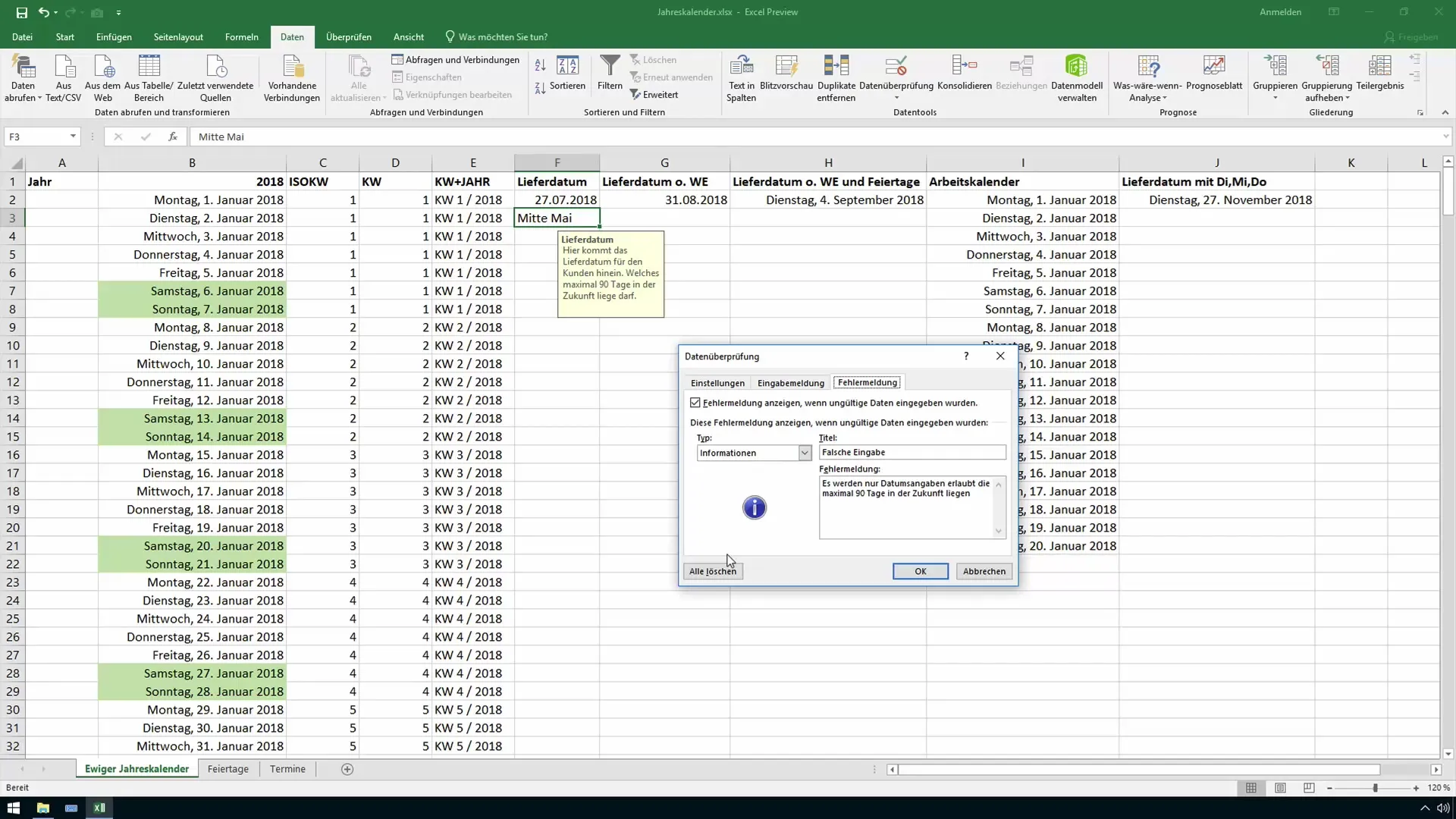 Textes d'aide pour les cellules dans Excel - Comment améliorer les invitations de saisie