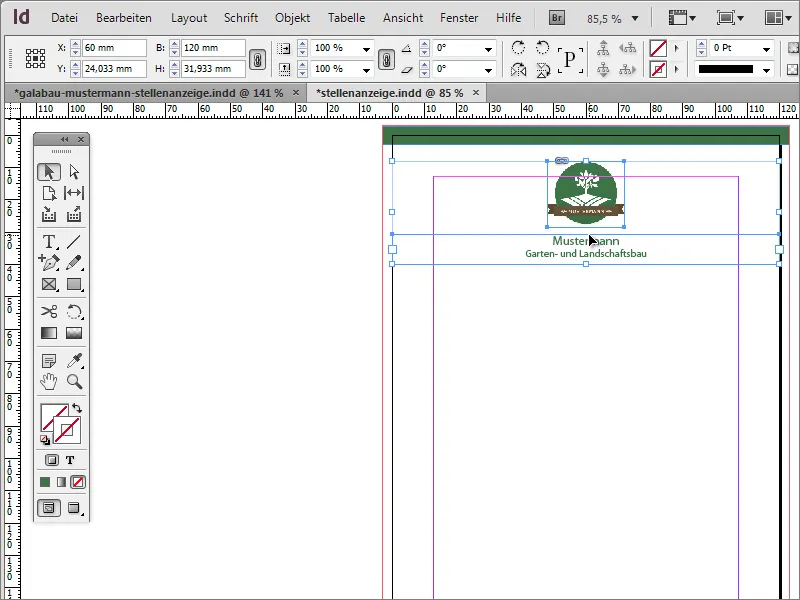 Oblikujte oglas v programu Adobe InDesign.