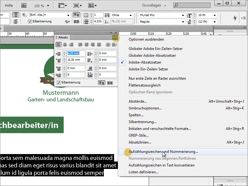 Oblikovanje oglasov za delovna mesta v programu Adobe InDesign.