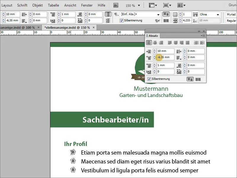 Oblikovanje oglasov za prosta delovna mesta v programu Adobe InDesign