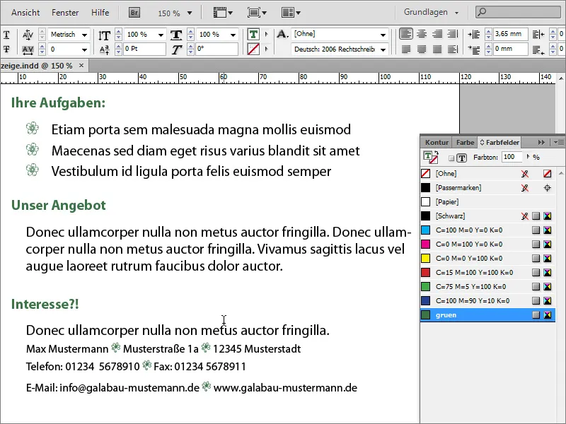 Oblikovanje oglasov za delovna mesta v programu Adobe InDesign