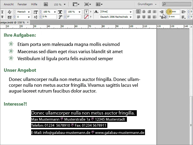 Designing a job advertisement in Adobe InDesign