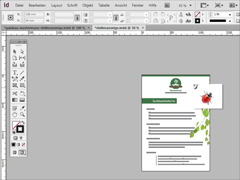 Oblikujte oglas v programu Adobe InDesign.