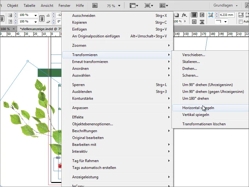 Oblikovanje oglasa za delovno mesto v programu Adobe InDesign