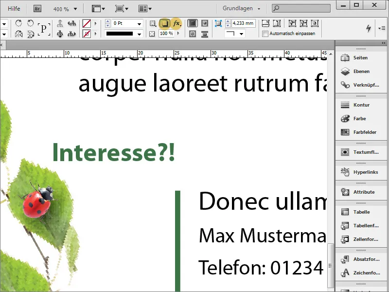 Oblikujte oglas v programu Adobe InDesign.