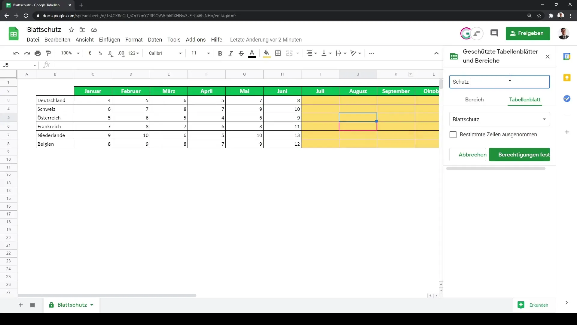 Impostare la protezione foglio in Google Sheets per una massima sicurezza