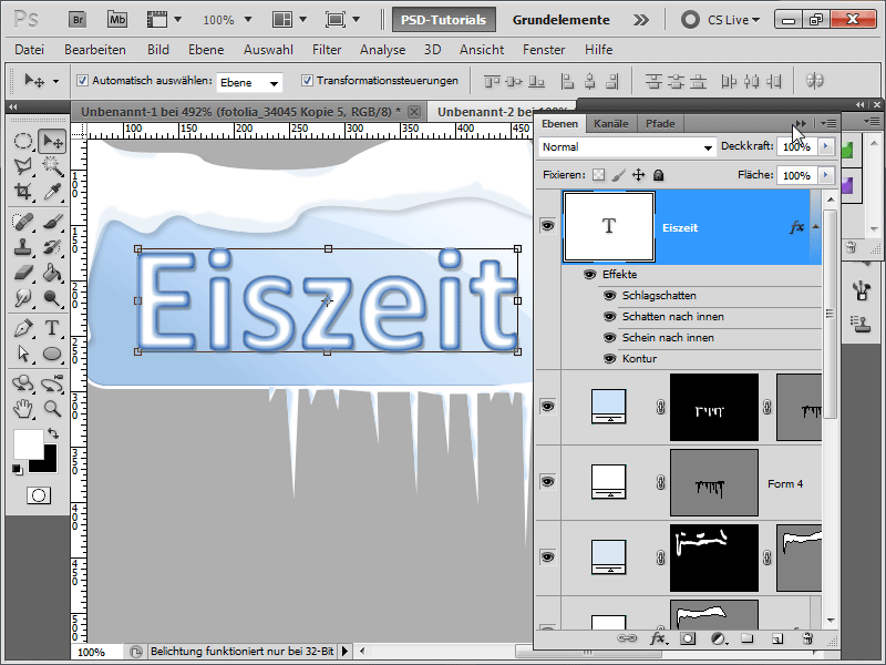 Eistext realistisch und Eistext & Eiszapfen im Comicstil