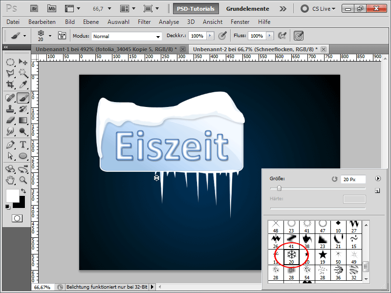 Realistic ice text and comic-style ice text & icicles