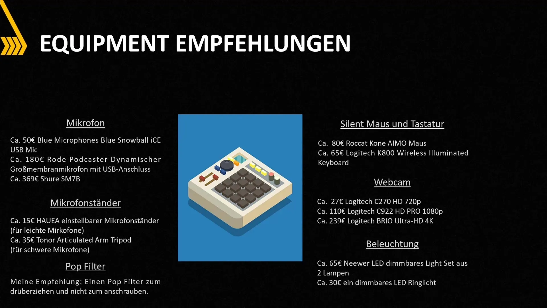 Important equipment recommendations for streaming