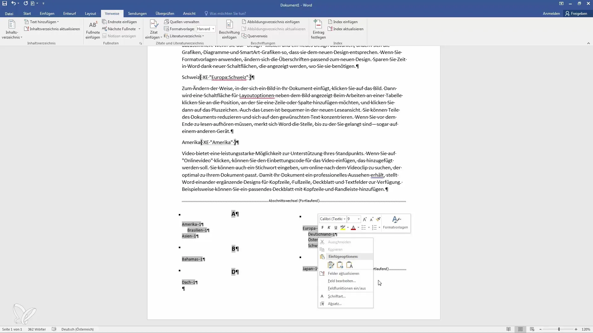 Állítsa be az indexet a Wordben - lépésről lépésre az tökéletes jegyzékekhez