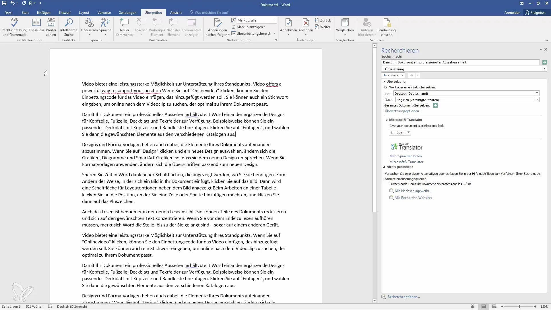 Memanfaatkan fungsi terjemahan terbaik di Microsoft Word