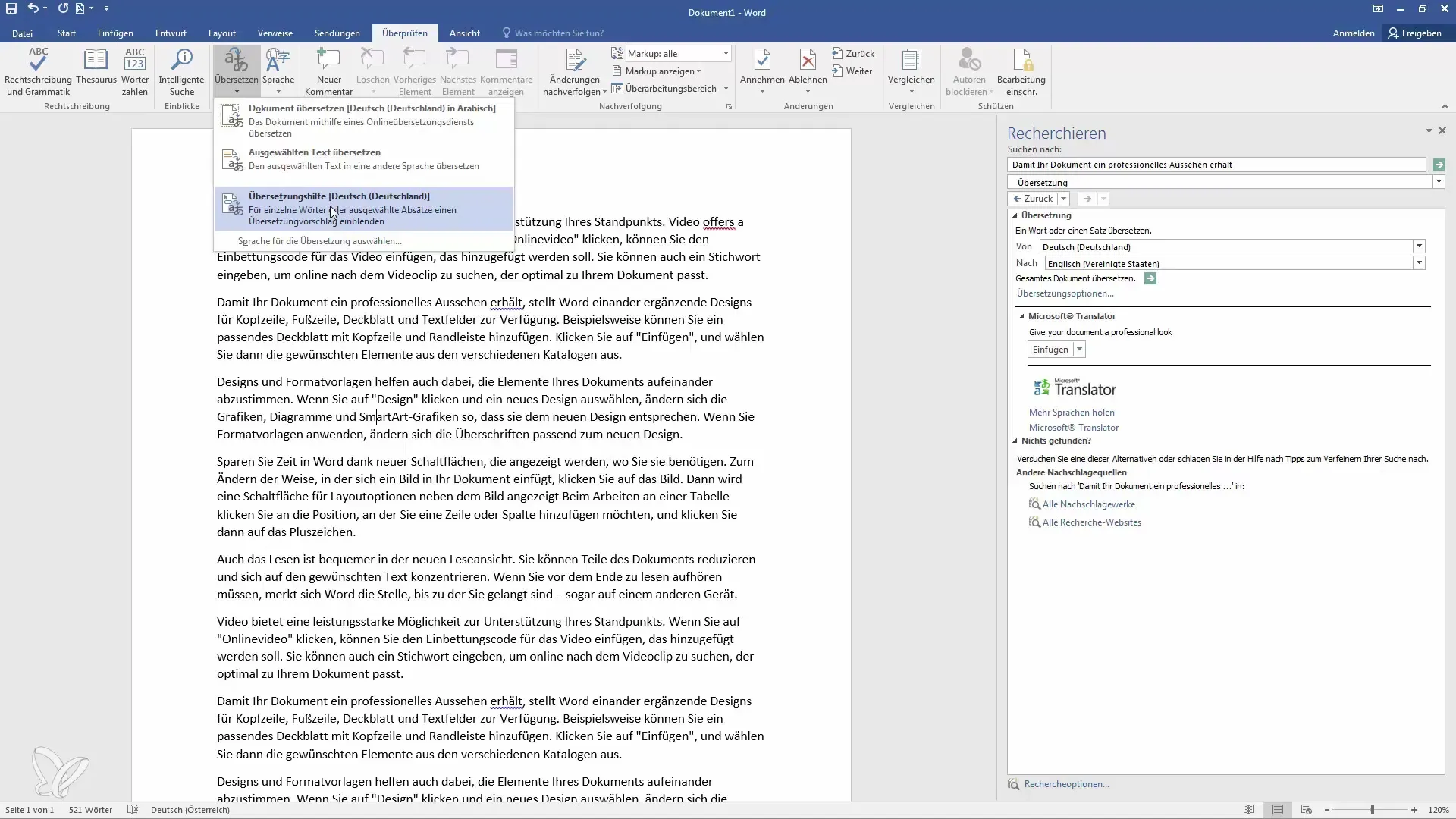 Memanfaatkan fitur terjemahan terbaik di Microsoft Word