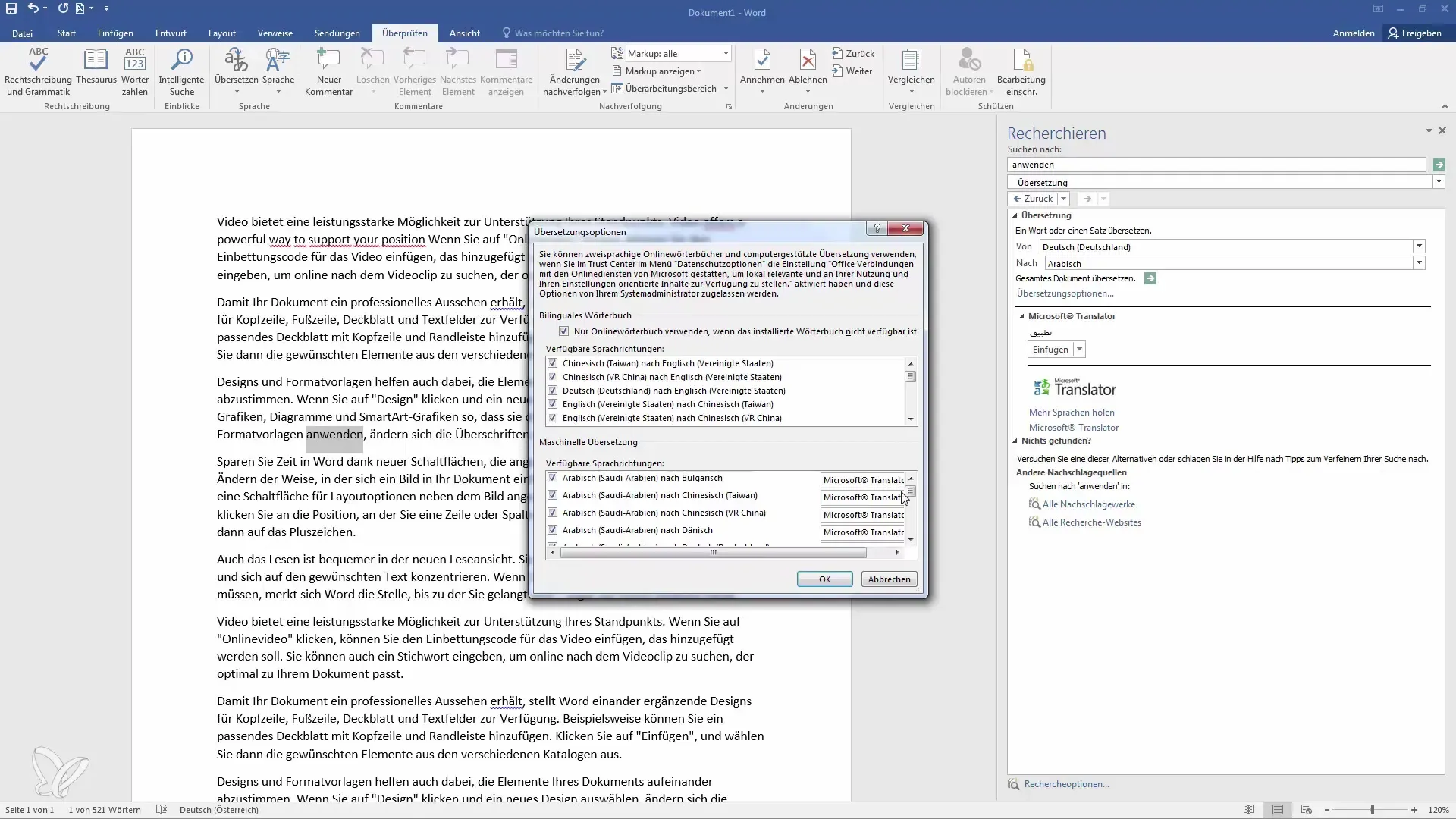 Memanfaatkan fitur terjemahan terbaik di Microsoft Word