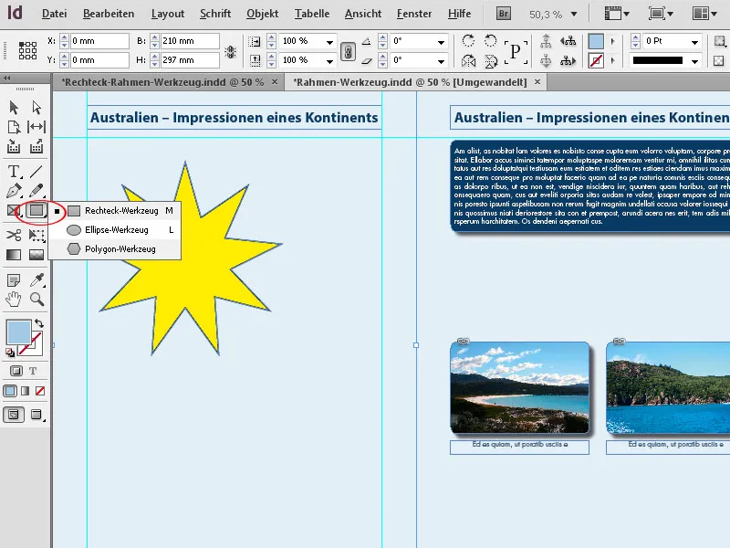 InDesigni graafikaraamistikuvahendid