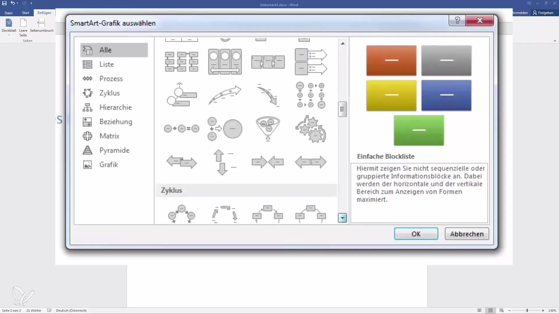 SmartArt i Word - Opret grafikker til informationer