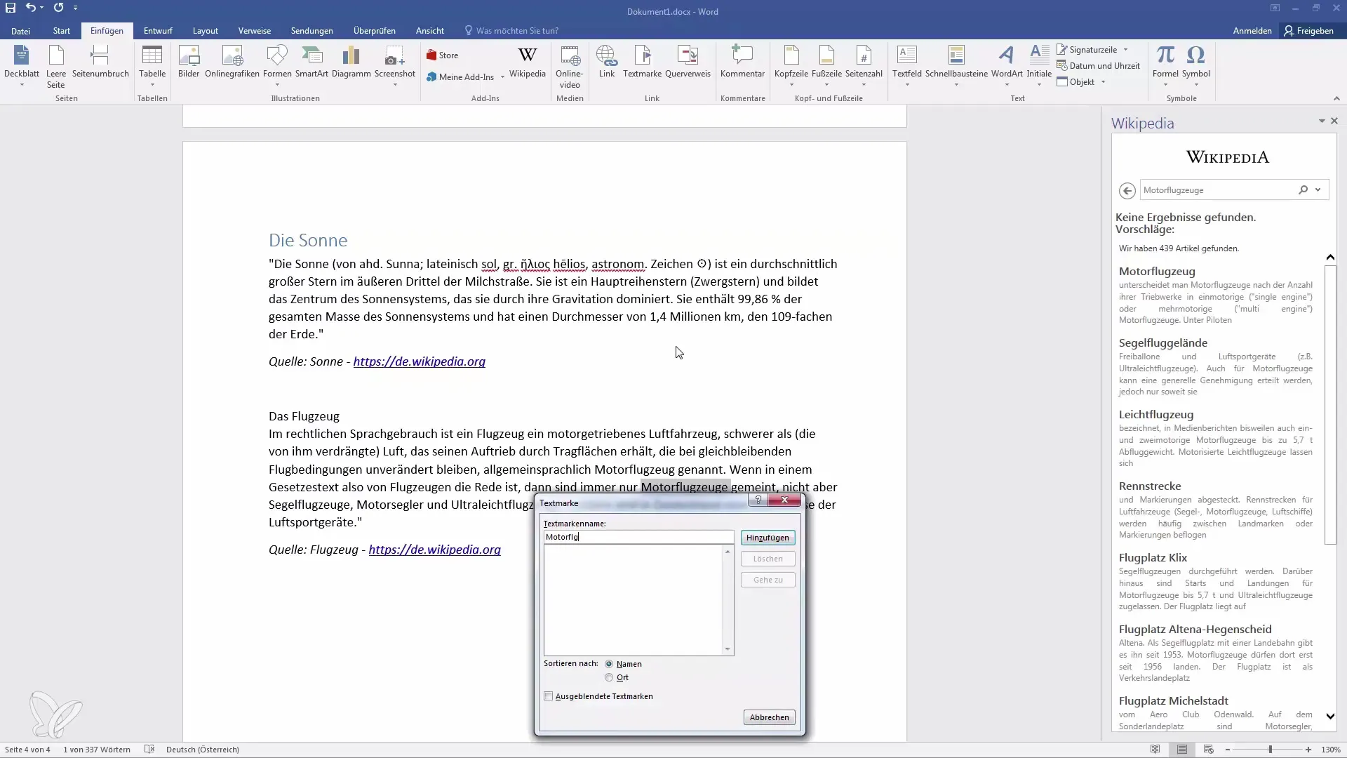 Utilizar de manera efectiva en Word los enlaces, marcadores de texto y referencias cruzadas