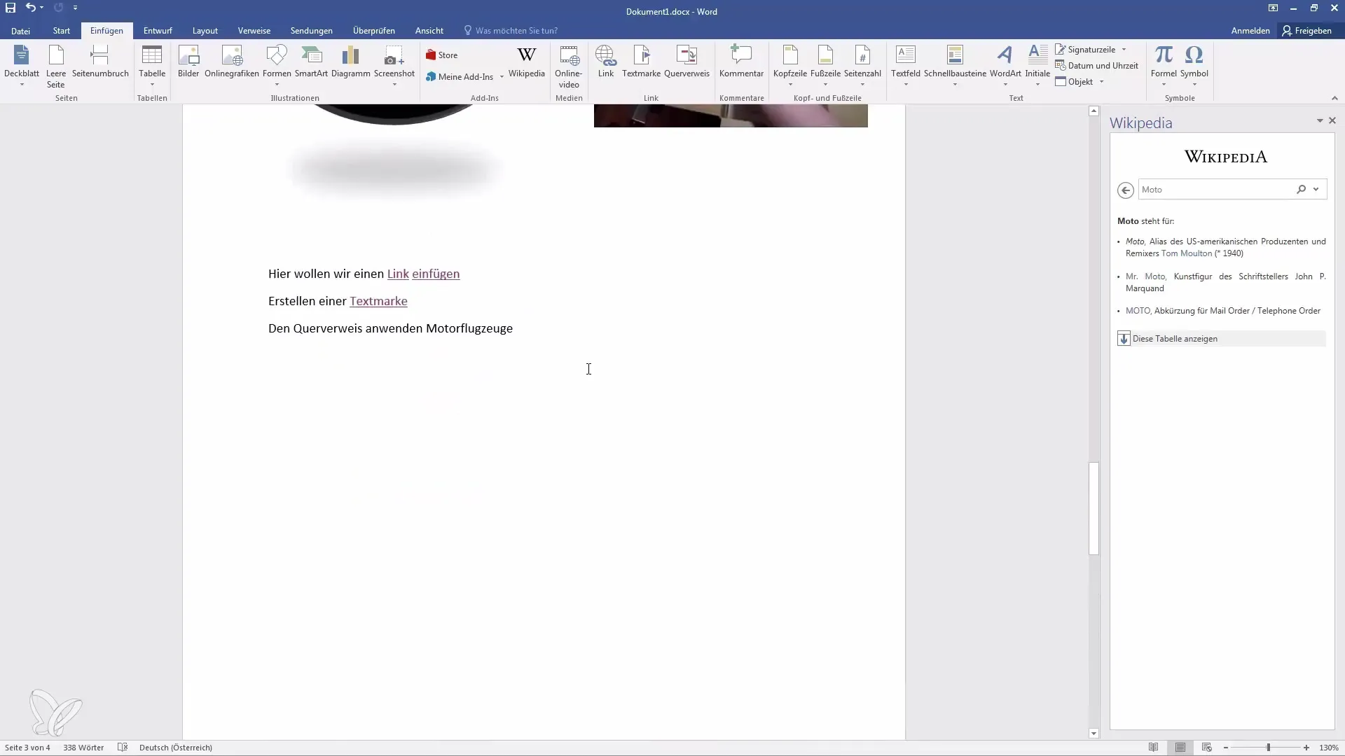 Memanfaatkan tautan, bookmark, dan referensi silang secara efektif di Word