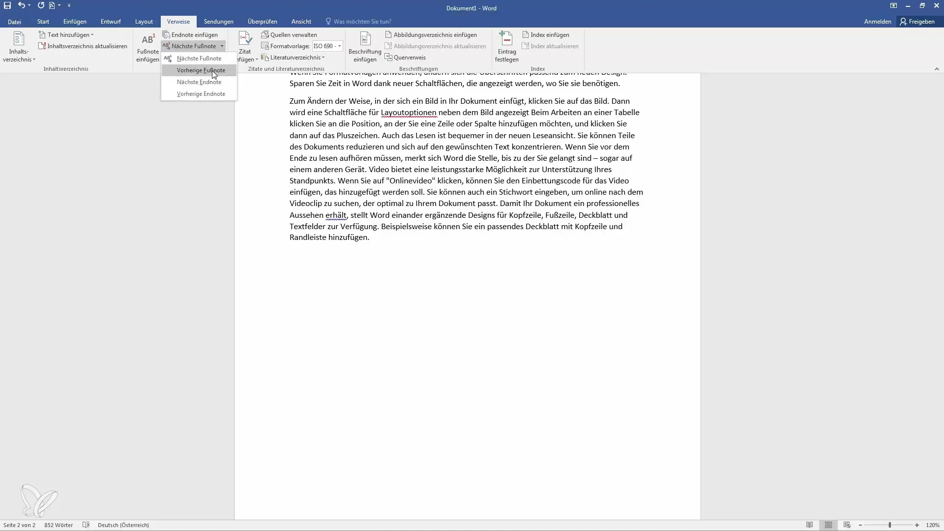 Efficiënte voetnoten en eindnoten gebruiken in Word