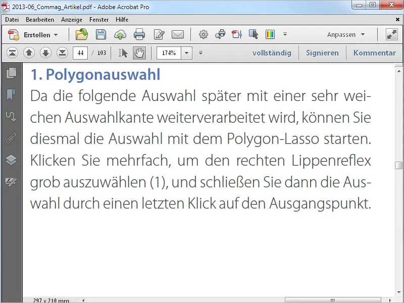 Definiowanie sekcji artykułów i kierunku czytania za pomocą programu Acrobat.