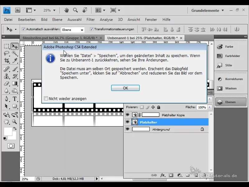 Create film strips with reflection and quick exchange Creating film strips with reflection and fast replacement