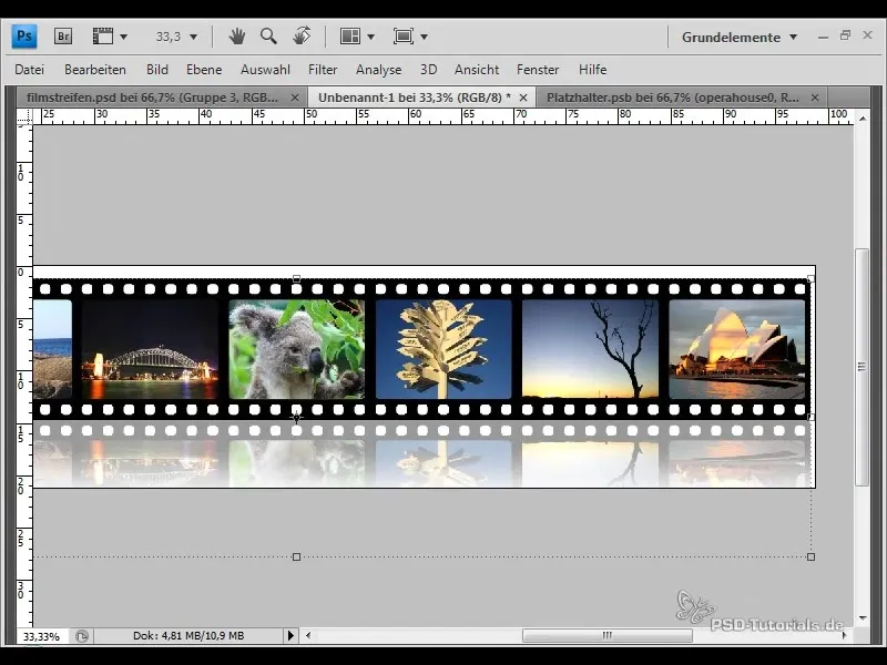 Create film strips with reflection and fast interchange Create a filmstrip with reflection and rapid exchange