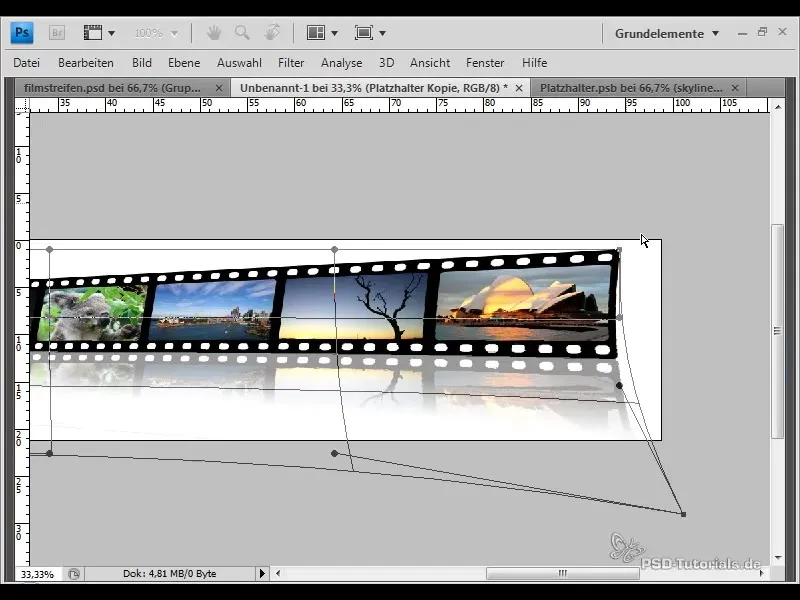 Create filmstrip with reflection and quick exchange Create film strips with reflection and fast exchange