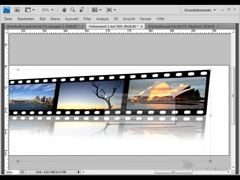 Create film strips with reflection and quick exchange Create filmstrip with reflection and fast exchange
