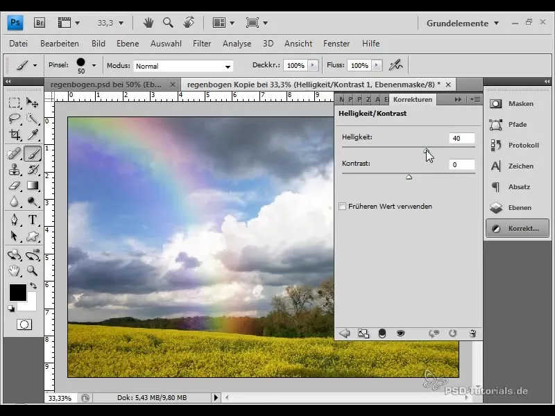 Create and insert a realistic rainbow into the picture Create a realistic rainbow and insert it into the picture