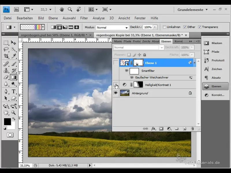 Create and insert a realistic rainbow into the picture Create and insert a realistic rainbow into the picture