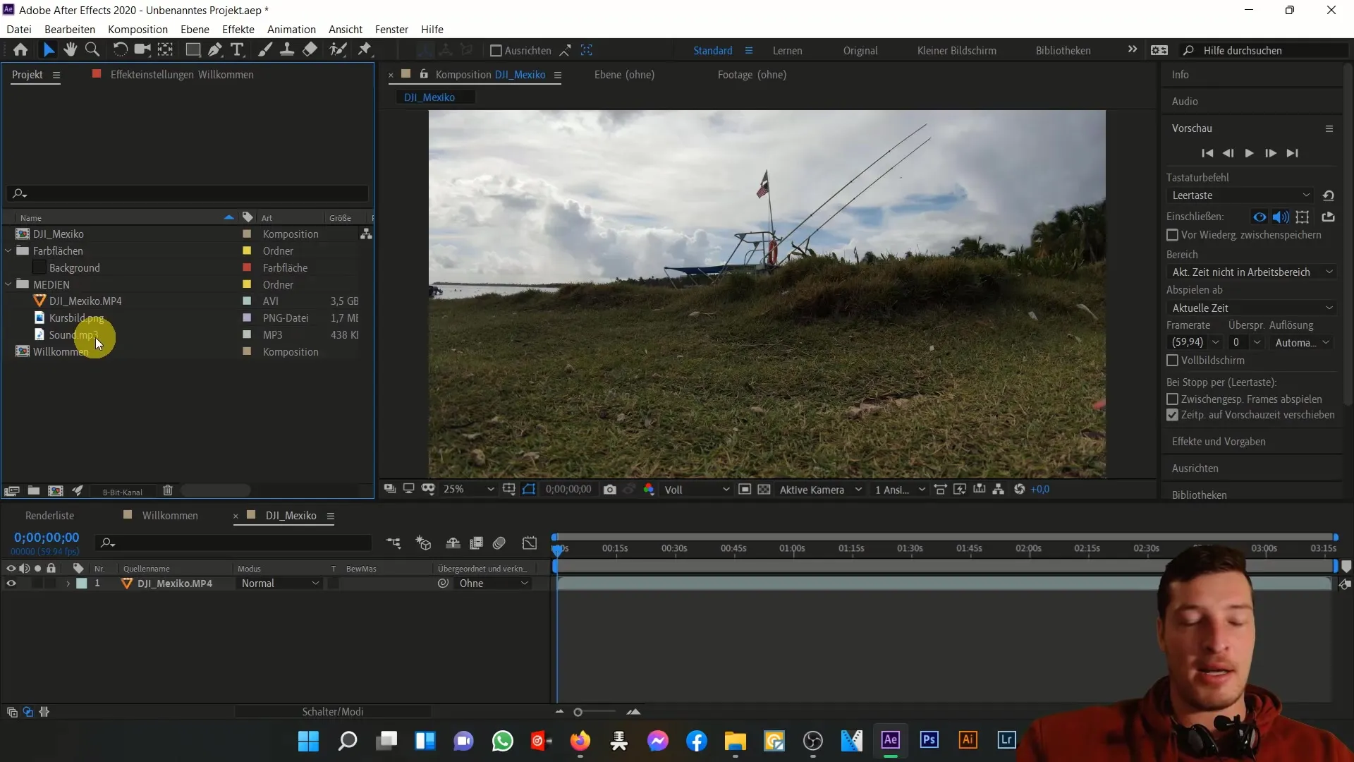 Ikhtisar area proyek di After Effects