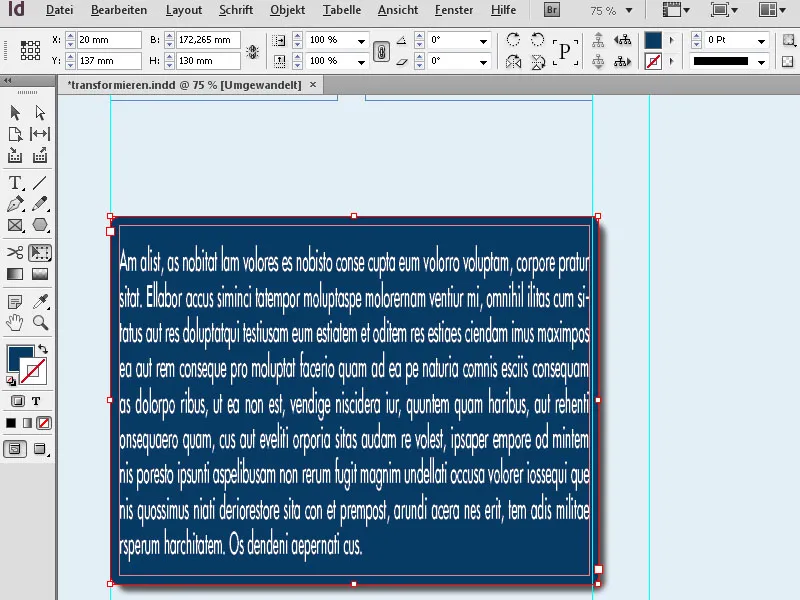 InDesign'deki Serbest Dönüştürme Aracı