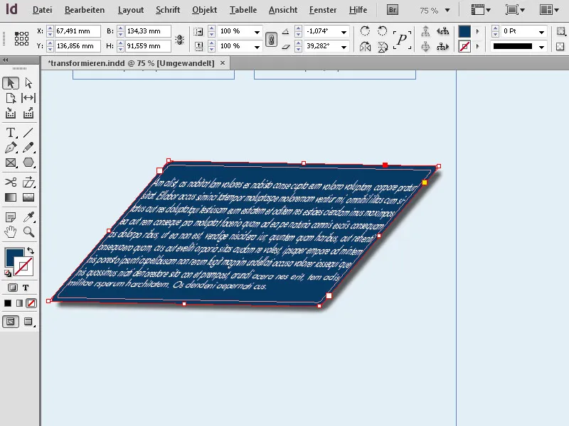 InDesign'deki Serbest Dönüştürme Aracı