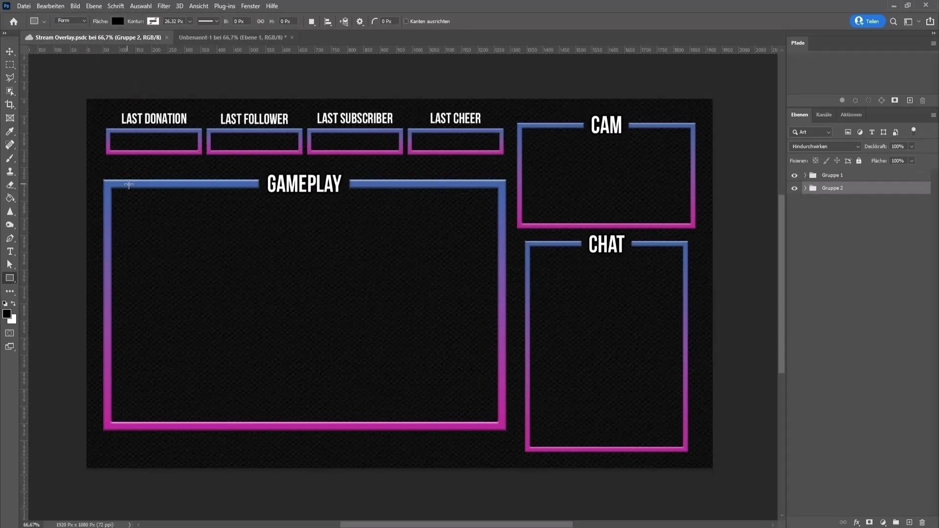 Membuat overlay stream dengan Photoshop untuk YouTube dan Twitch