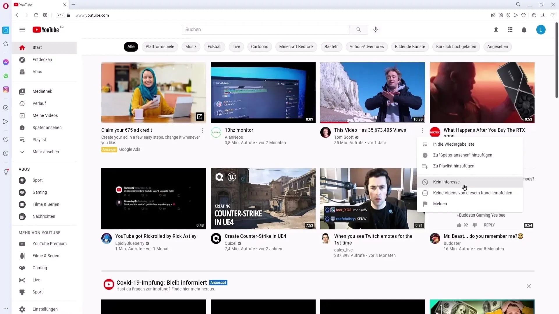 Individuakan rekomendasi video YouTube Anda