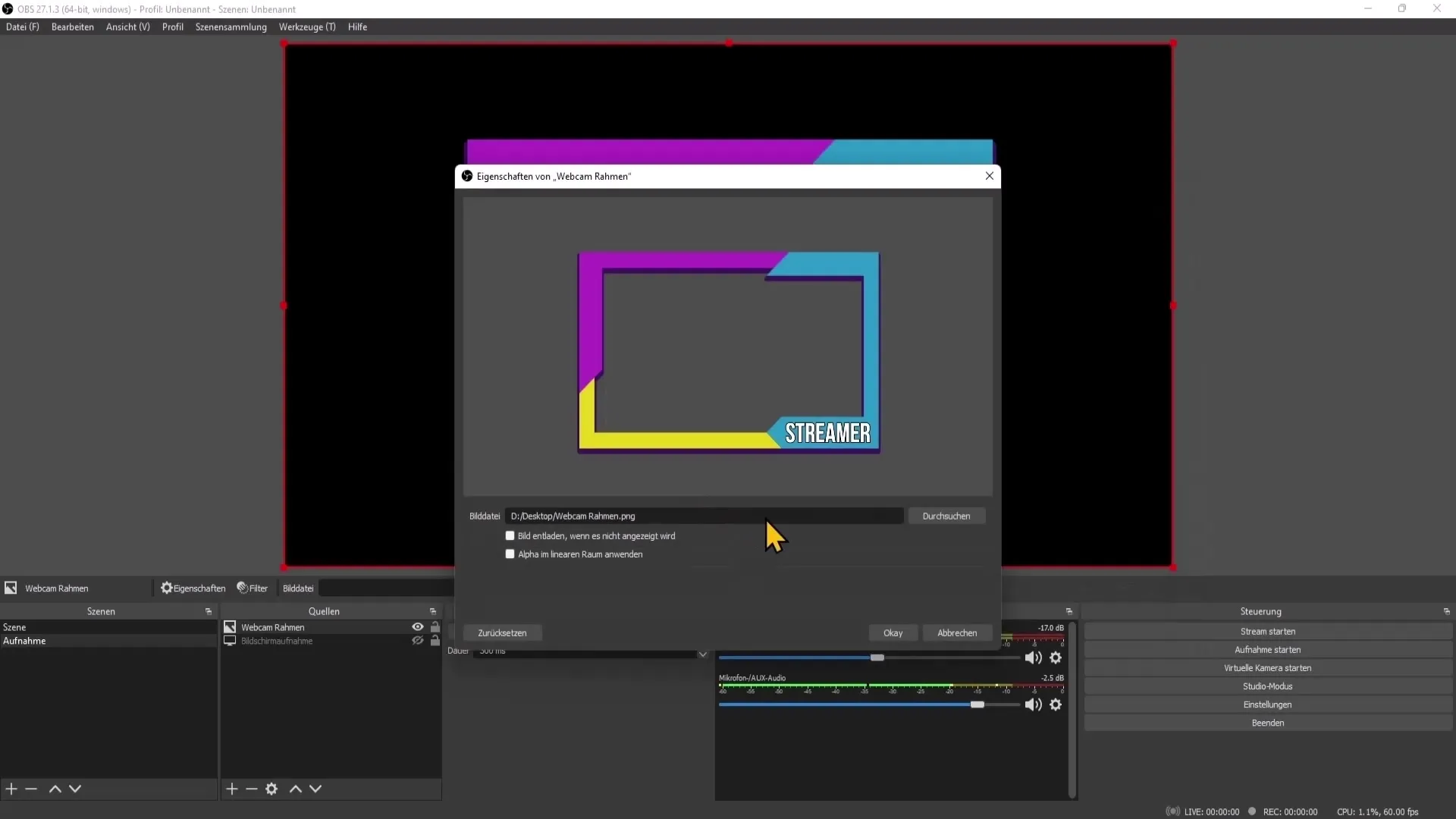 Créer un design personnalisé pour le cadre de ta webcam