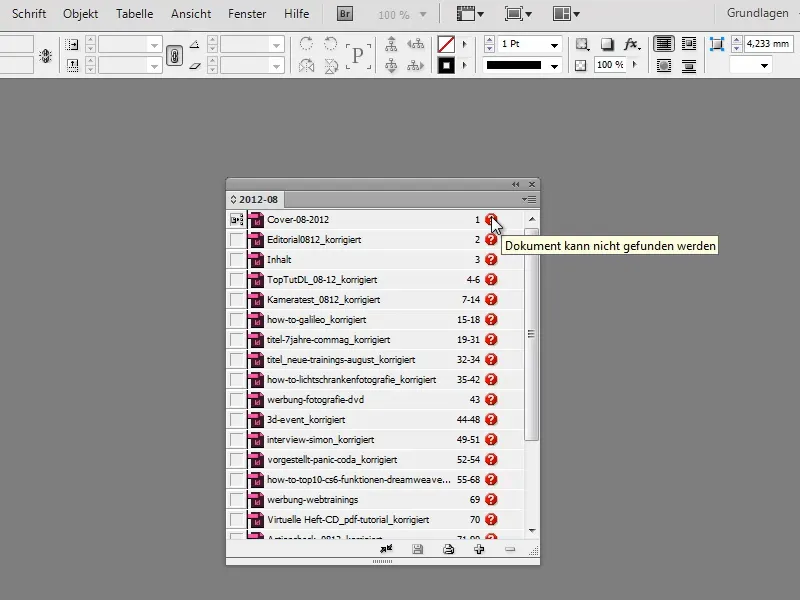 Suggerimenti e trucchi su Adobe InDesign: Recuperare rapidamente i file di libri persi.