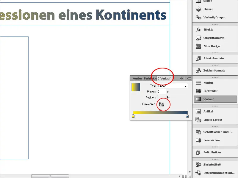 Das Verlaufsfarbfeld-Werkzeug in InDesign