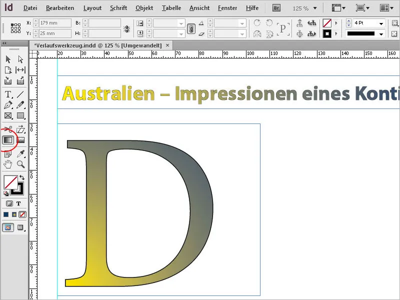 Das Verlaufsfarbfeld-Werkzeug in InDesign