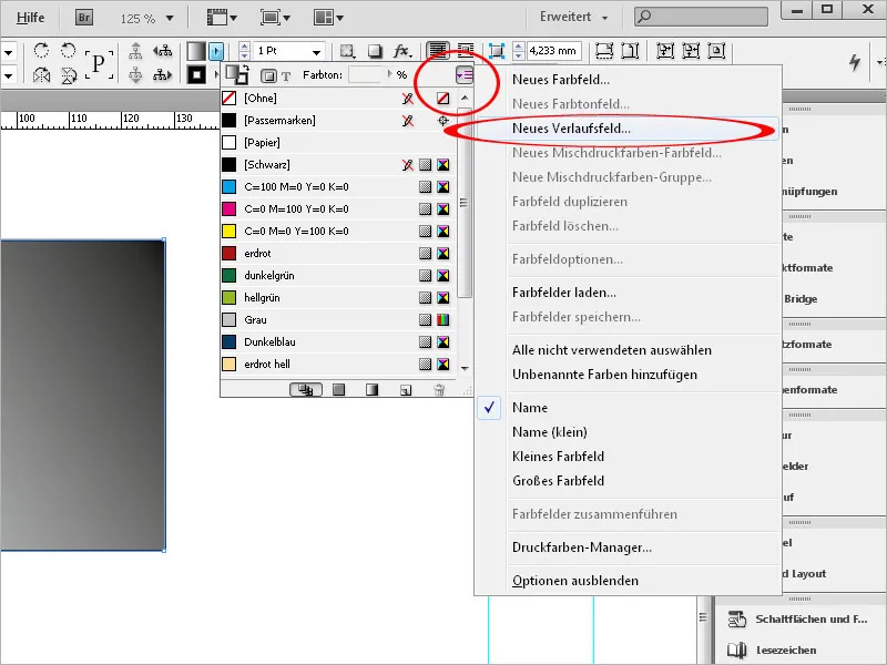 Das Verlaufsfarbfeld-Werkzeug in InDesign