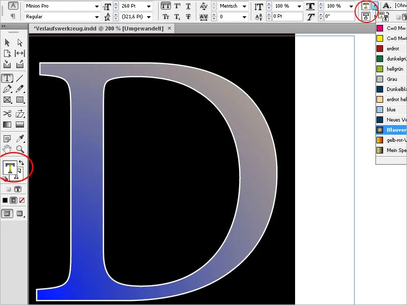 Het gereedschap Kleurverloop in InDesign