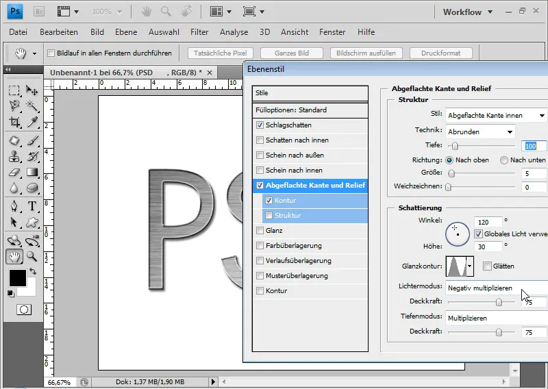 Metall- und Chromeffekte für Texte und Texturen