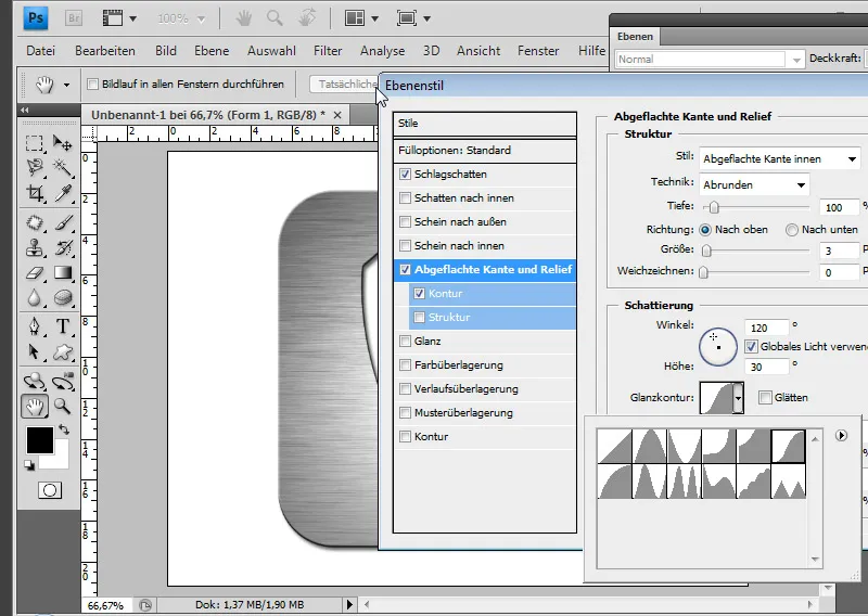 Metall- und Chromeffekte für Texte und Texturen