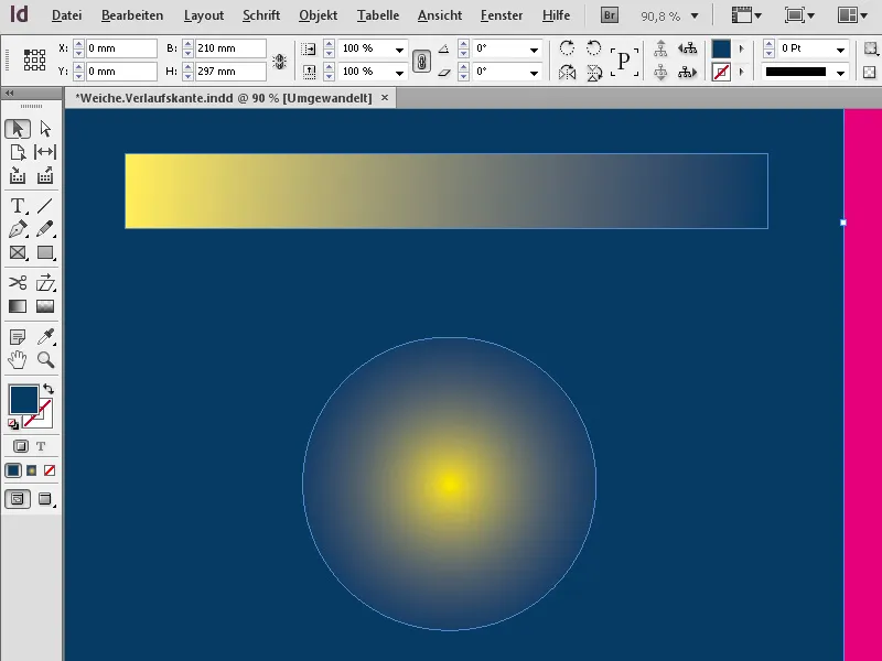 Das Weiche-Verlaufskante-Werkzeug in InDesign