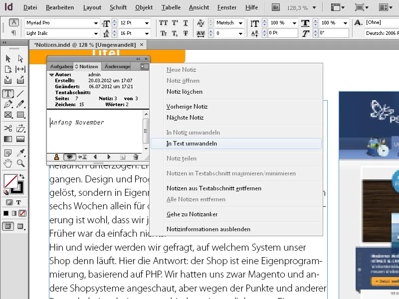 Das Notiz-Werkzeug in InDesign