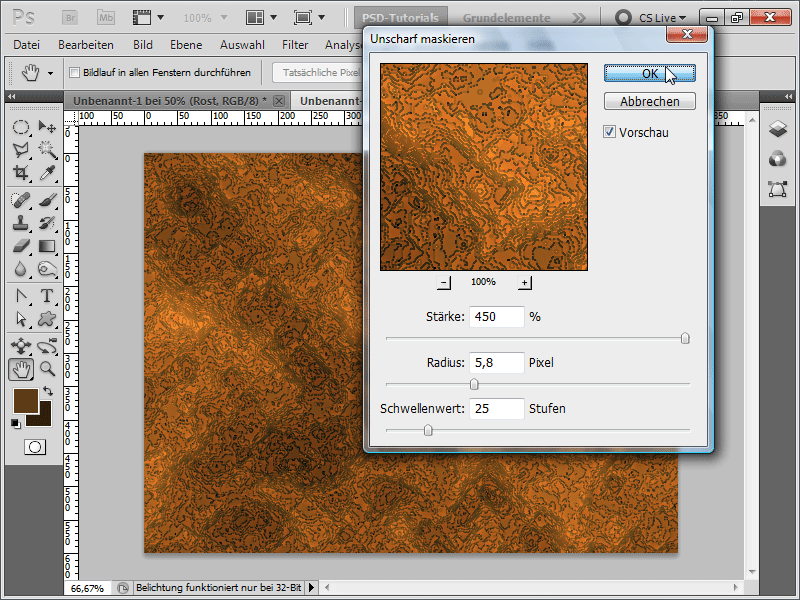 Rost - 6 Varianten, eine Rosttextur/einen Rosttext zu erstellen