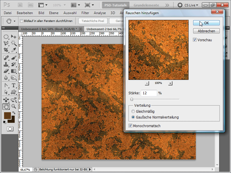 Rost - 6 Varianten, eine Rosttextur/einen Rosttext zu erstellen