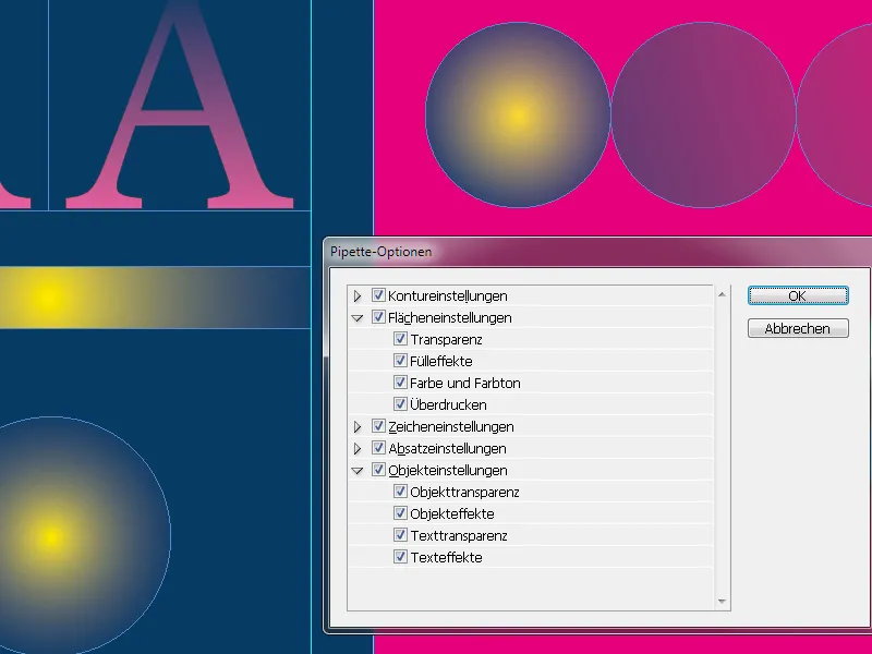 Das Pipette- und das Messwerkzeug in InDesign