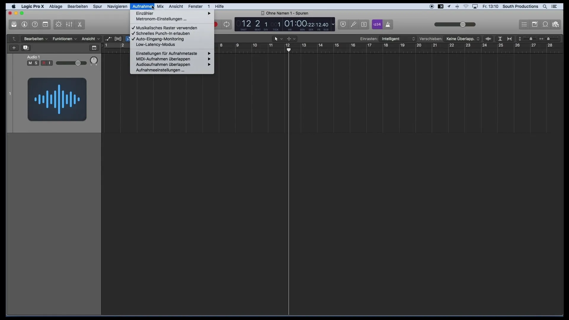 Optimalizace okna přenosu v Logic Pro X